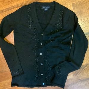 ANN TAYLOR Black V-Neck Cardigan